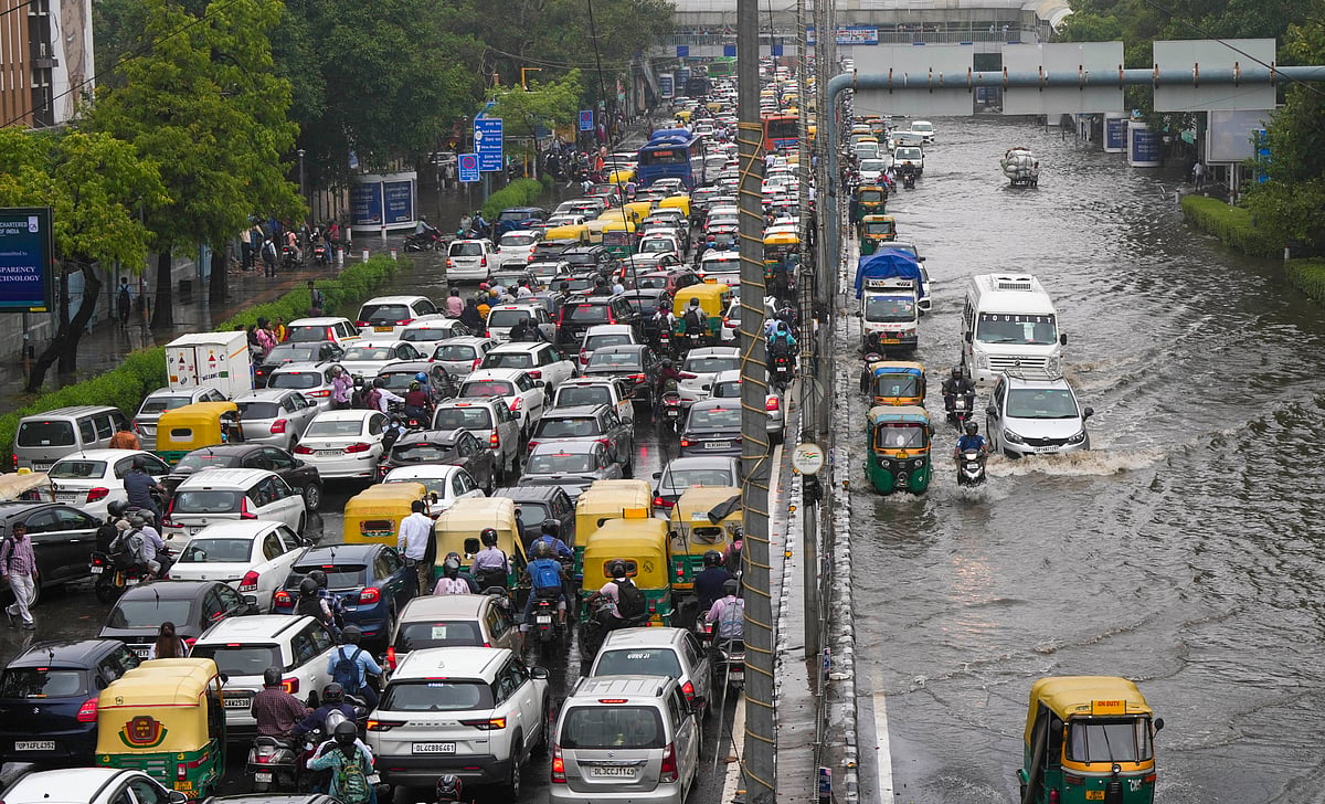 PTI/File : Rajinder Nagar, where three UPSC students died in a flooded basement of a coaching centre last Saturday, was among the areas which saw waterlogging on Wednesday.
